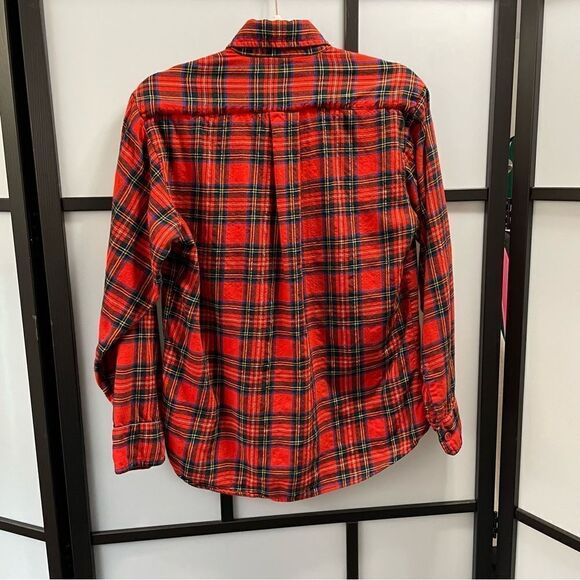 [M] Vintage Women’s Red Black & Yellow Plaid Pattern Casual Button Down Shirt - Picture 6 of 14